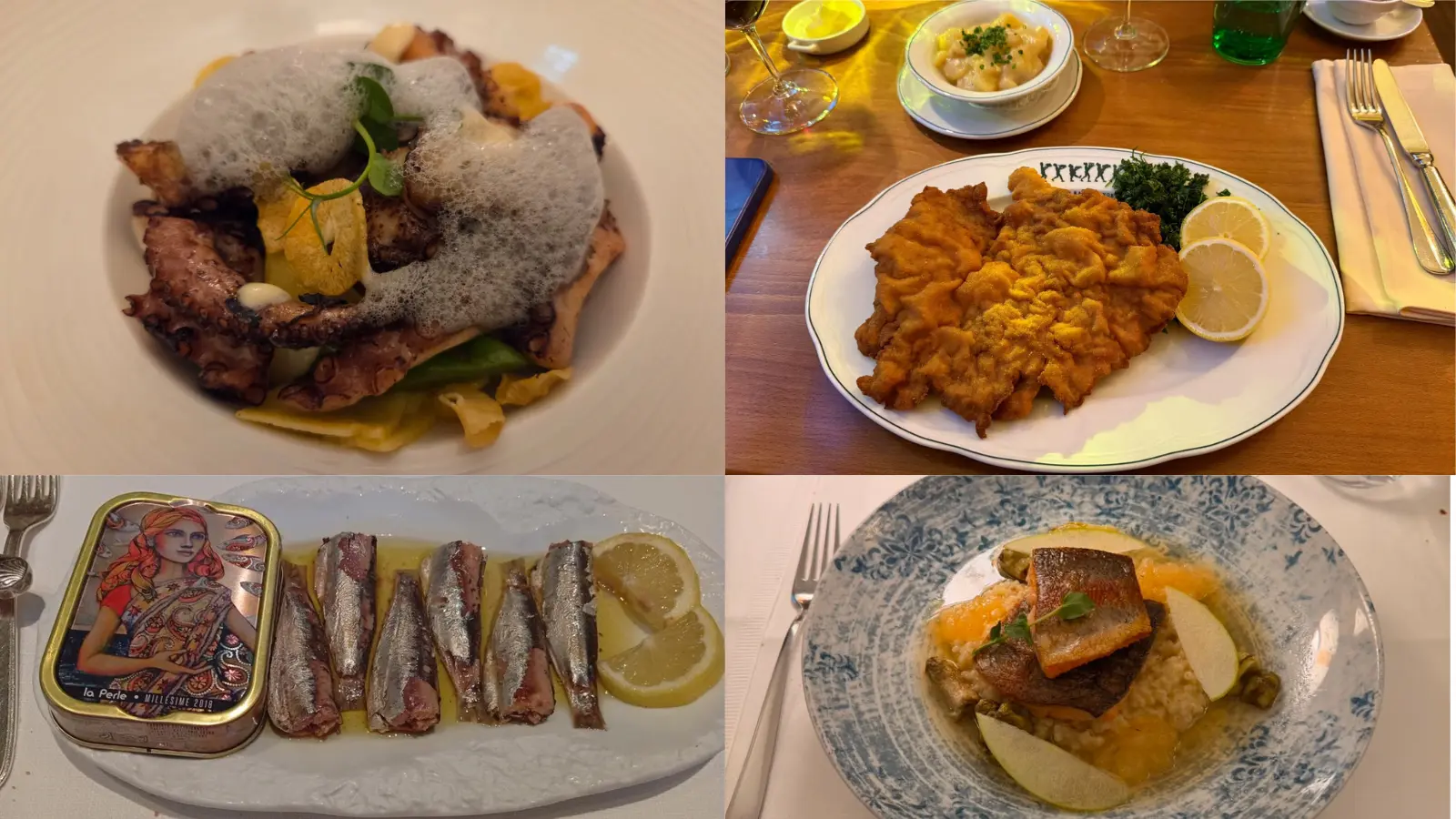 Collage of Viennese restaurant meals enjoyed during the retreat